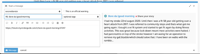 Screenshot of a draft message